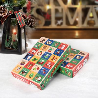 1 Pc DIY Christmas Advent Calendar Countdown with 24 Cardboard Treasure Boxes Empty Xmas Countdown Calendar for Holiday Fun