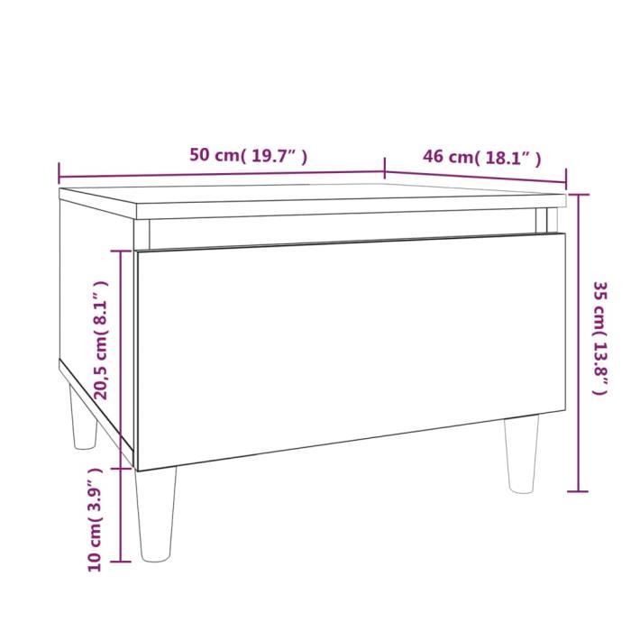 819512 vidaXL Table d'appoint Sonoma gris 50x46x35 cm Bois d'ingénierie