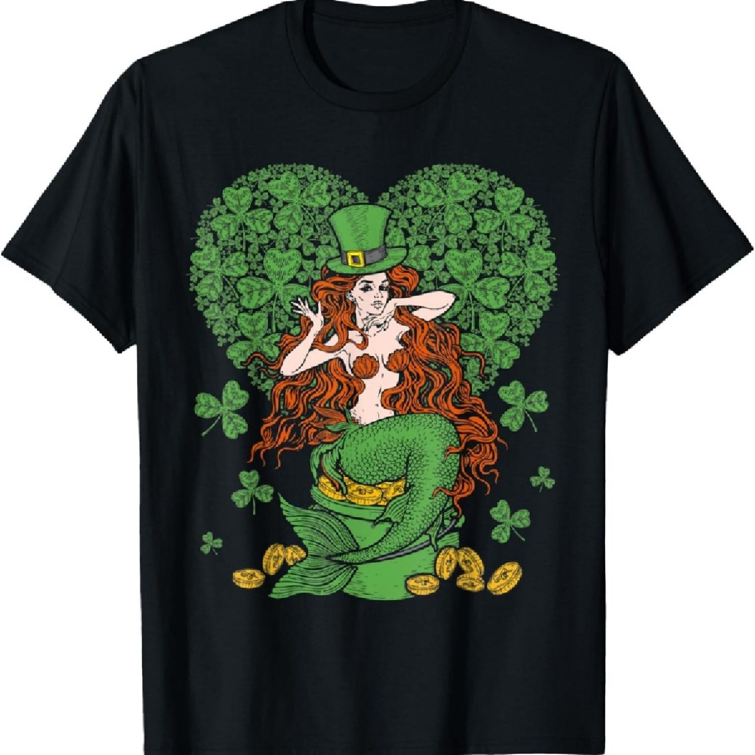 

Irish Mermaid Saint Patrick s T Shirt Gift For Women T-Shirt XXXXXL чёрный