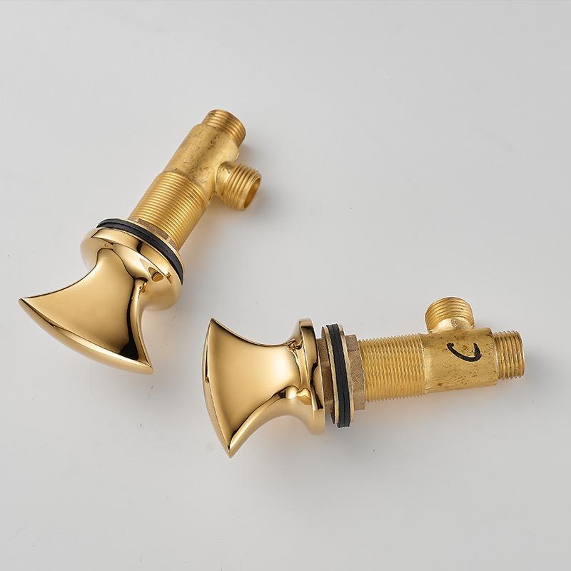 Brass Basin Faucet Hot and Cold Water Tap Nordic Style Bathroom Washbasin Three-Hole Faucet Separate Three-Piece Set