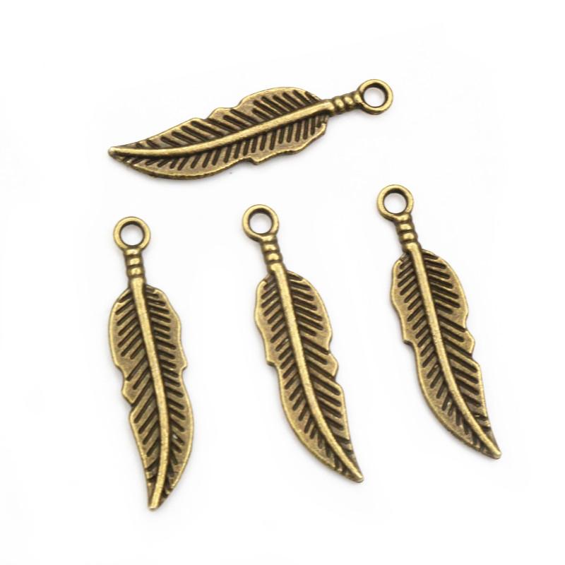 30pcs 30x7.5mm Feather Charms Antique Silver Plated Bronze KC Gold Pendants Charms DIY Jewelry Making Accessories Findings