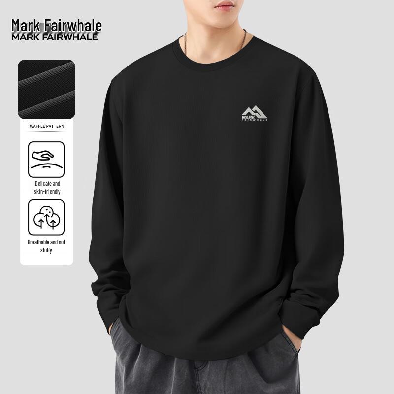 Mark Fairwhale Men's Vintage Loose Fit Waffle Knit Long Sleeve T-Shirt