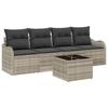 Ensemble de canapés de jardin 5 pièces avec coussins Gris clair Poly Rotin, Canapé de jardin 2 places avec coussins Gris 3345572