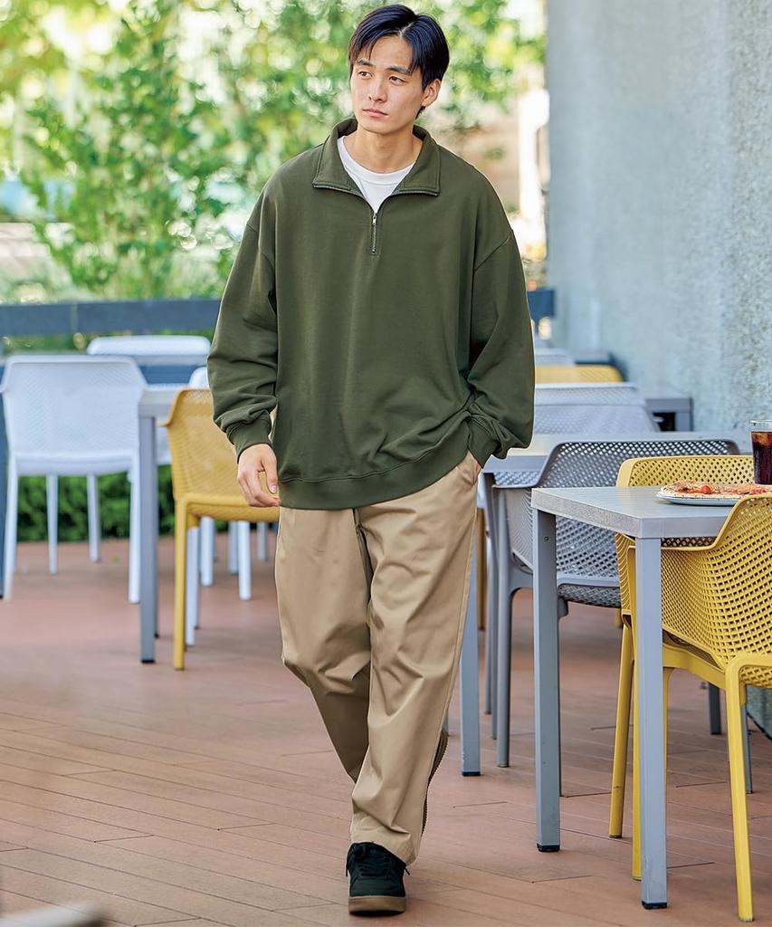 Nissen Men's Wide Tapered Elastic Long Pants, Navy, Size M (Plus Sizes Available)