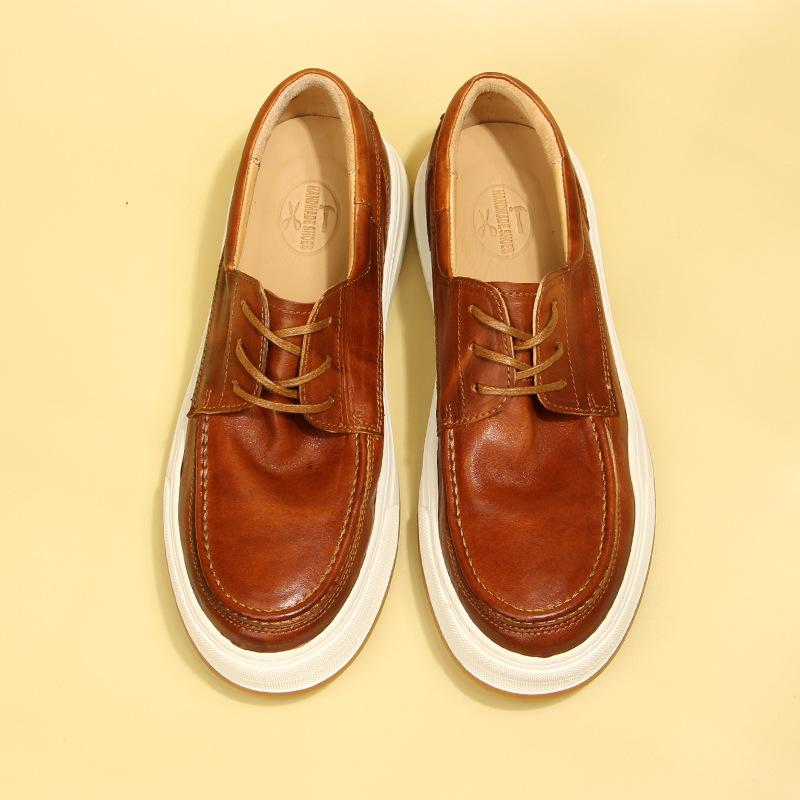 139-3 Leather Washed Retro Casual Board Shoes Men'S Shoes Genuine Leather Fashion Trend Leather Shoes Spot