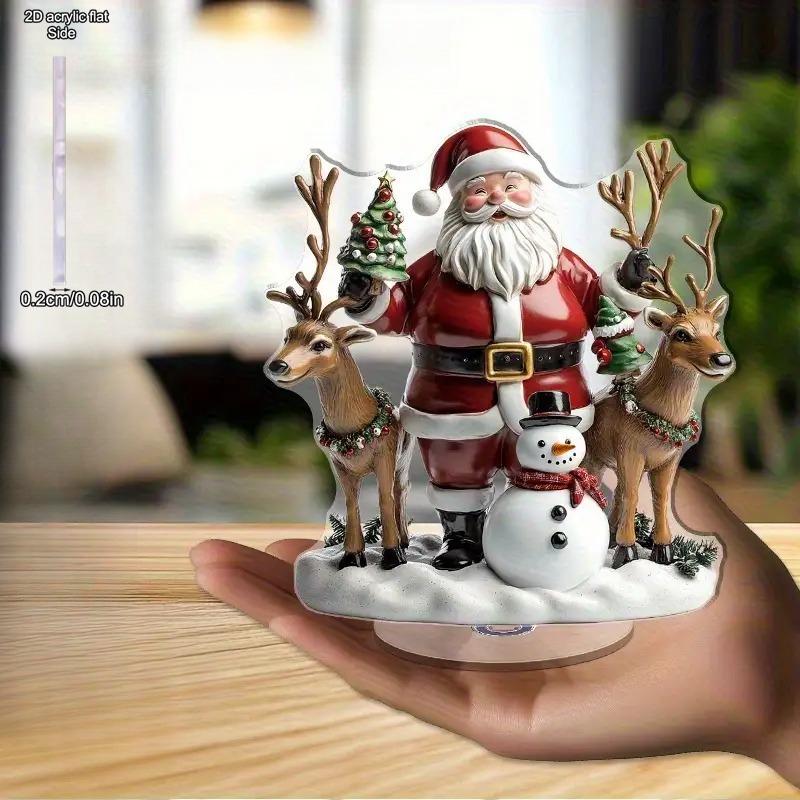

2D Flat Acrylic Santa Claus Decoration, Indoor and Outdoor Decoration - No Battery/electricity Required, Free Day Decoration, Shop Decoration, Du 10*10cm