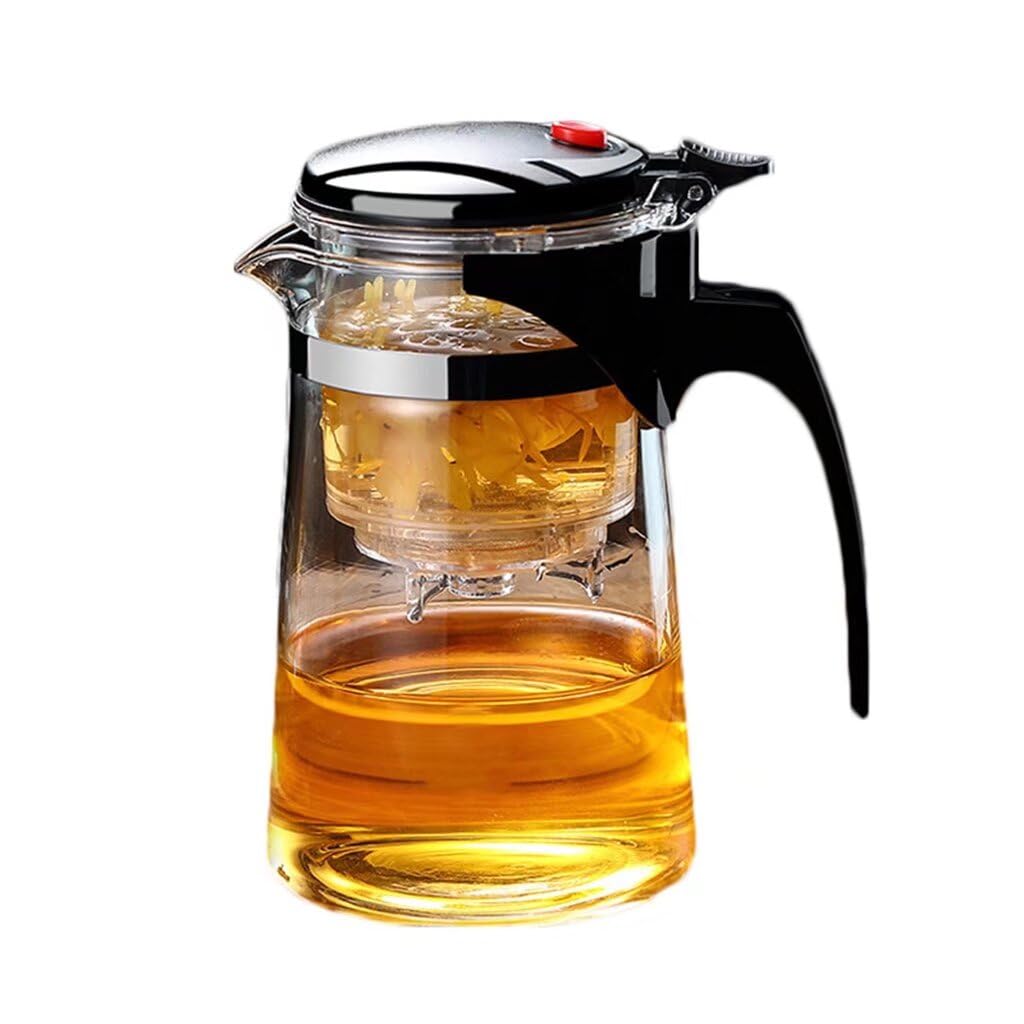 Godfun Glass Teapot, Tea Ceremony Cup with Filter, Tea Water Separator, Tea Maker, Linlong Cup, Heat-Resistant, High Boron Glass Teapot (500ml-Style