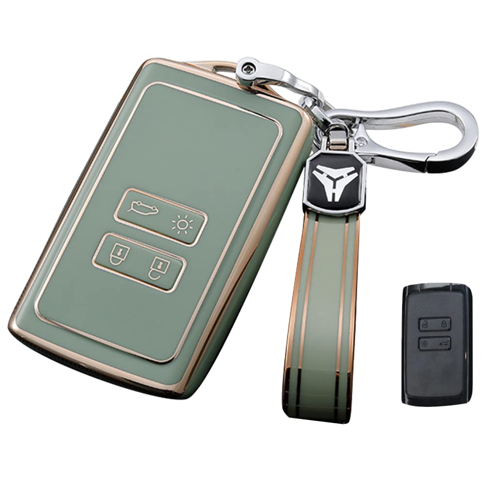 

LETINGFAR Чехол для ключа для Renault, Чехол для смарт-ключа, Крышка для ключа, ТПУ, Держатель для ключей Дизайн For Renault зелёный