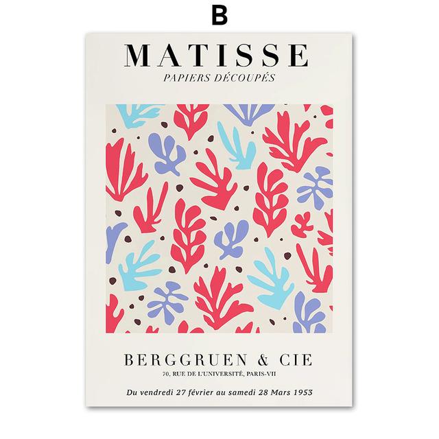 Poster e Stampe Astratte di Foglie Vintage Matisse Paesaggio Nordico Arte da Parete Pittura su Tela Immagine da Parete per Decorazione Soggiorno