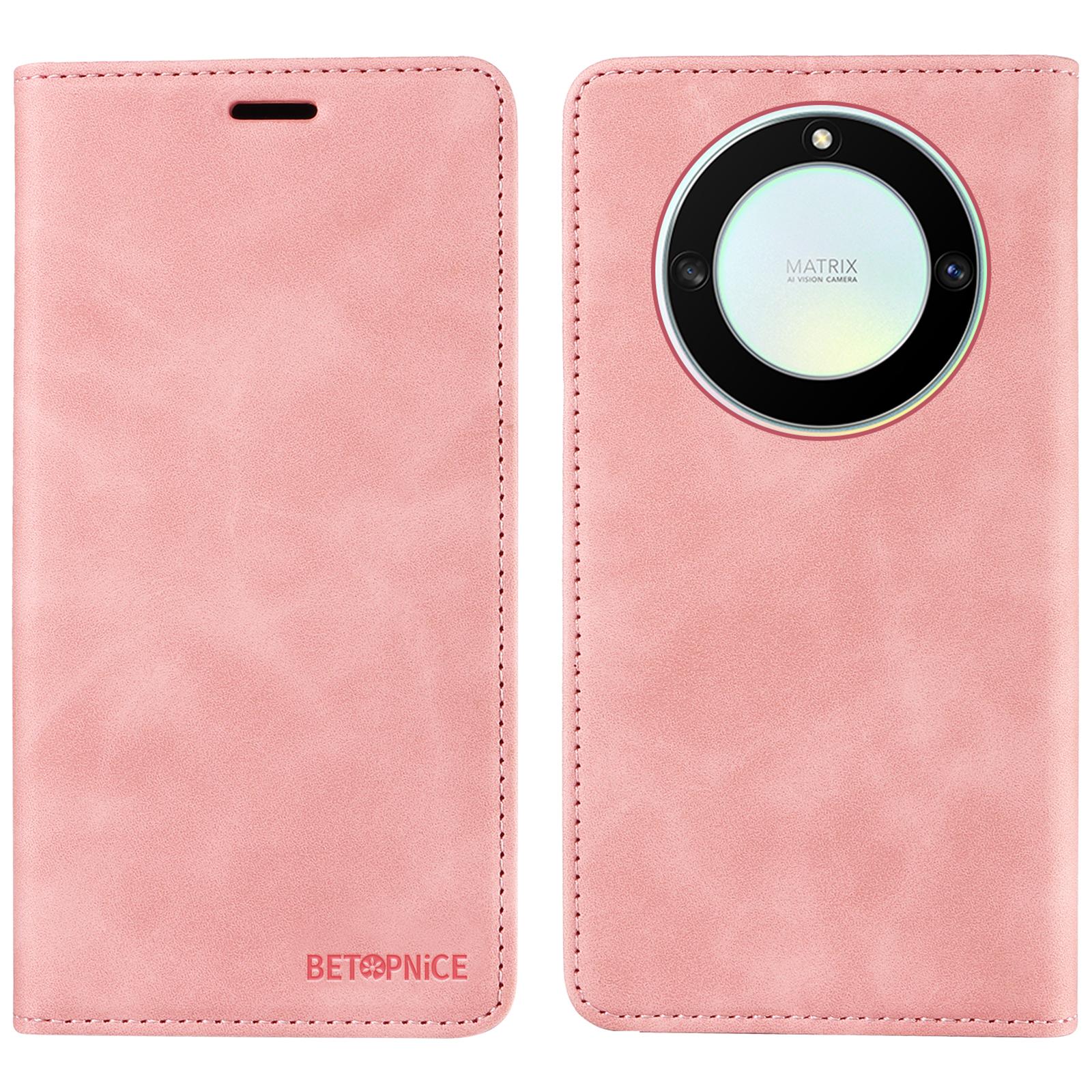 

BETOPNICE 003 For Honor X9a 5G/X40 5G/Magic5 Lite 5G Cover RFID Blocking Wallet Leather Phone Case Pink