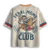 Vintage Western Cowgirl Riding Tiger Retro Tattoo Print Color Block Mesh V Neck Loose Football Jersey T-shirt