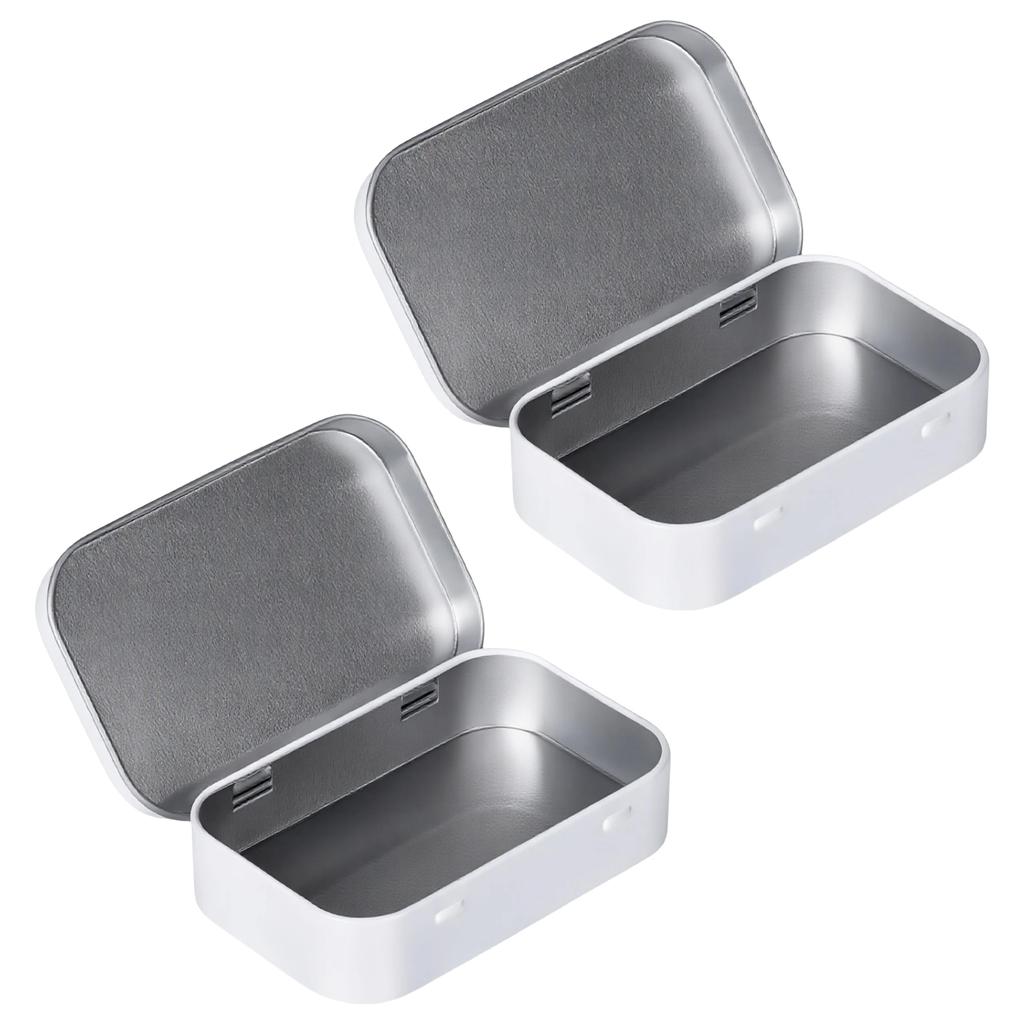 Flips Top Storage Tin Boxes Sturdy Iron Organizers Containers for Home Office 2 Pieces Set