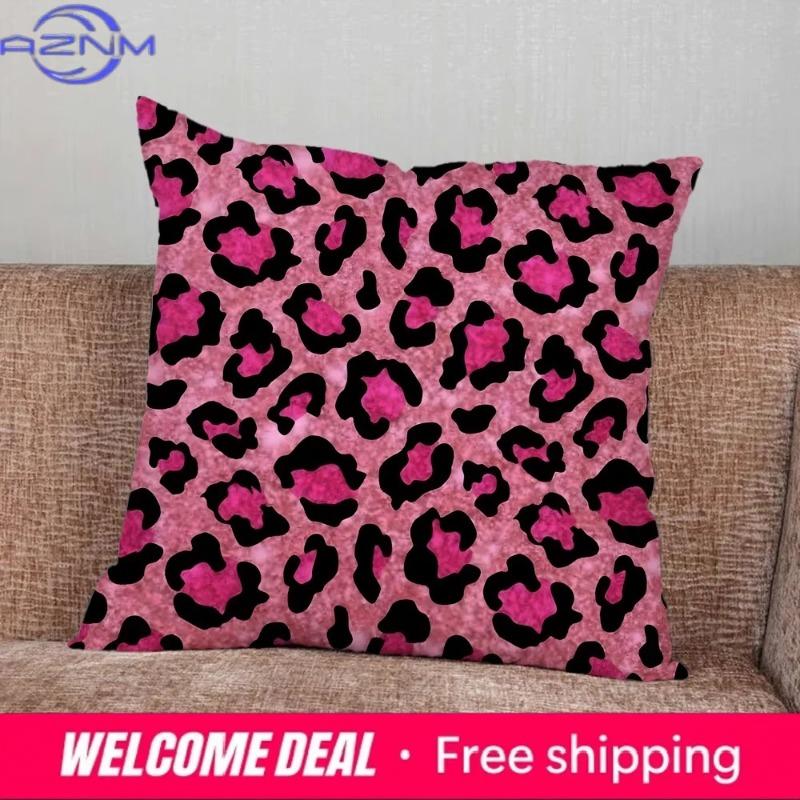 Pink Leopard Pattern Suitable For Home Bedroom Car Office Decoration Living Room Sofa Cushion Cover Pillowcase