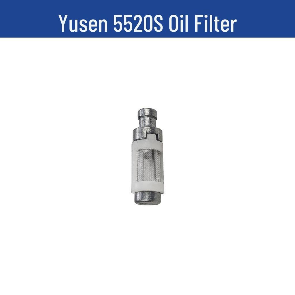 Yusen Chainsaw 5520 Parts: Cylinder, Carburetor, Clutch, Drive Disc, Pull Starter, Ignition Coil, Air Filter.