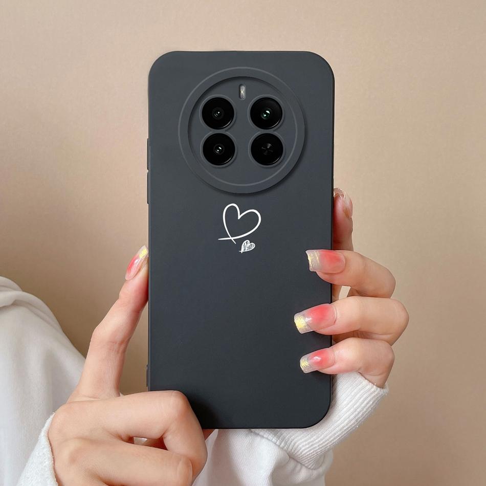 Love Heart Case For Realme 12 Pro Plus 12 Lite Back Cover For Realme12 4G Funda Liquid Silicone Camera Protection Phone Housing