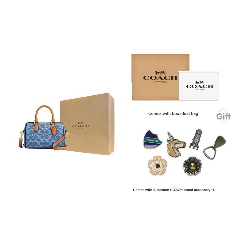 Coach Rowan 18 Classico Logo Tela Chiusura Superiore con Zip Tracolla Staccabile Borsa Boston Borse da Donna Indaco CDQ36-IMTYV