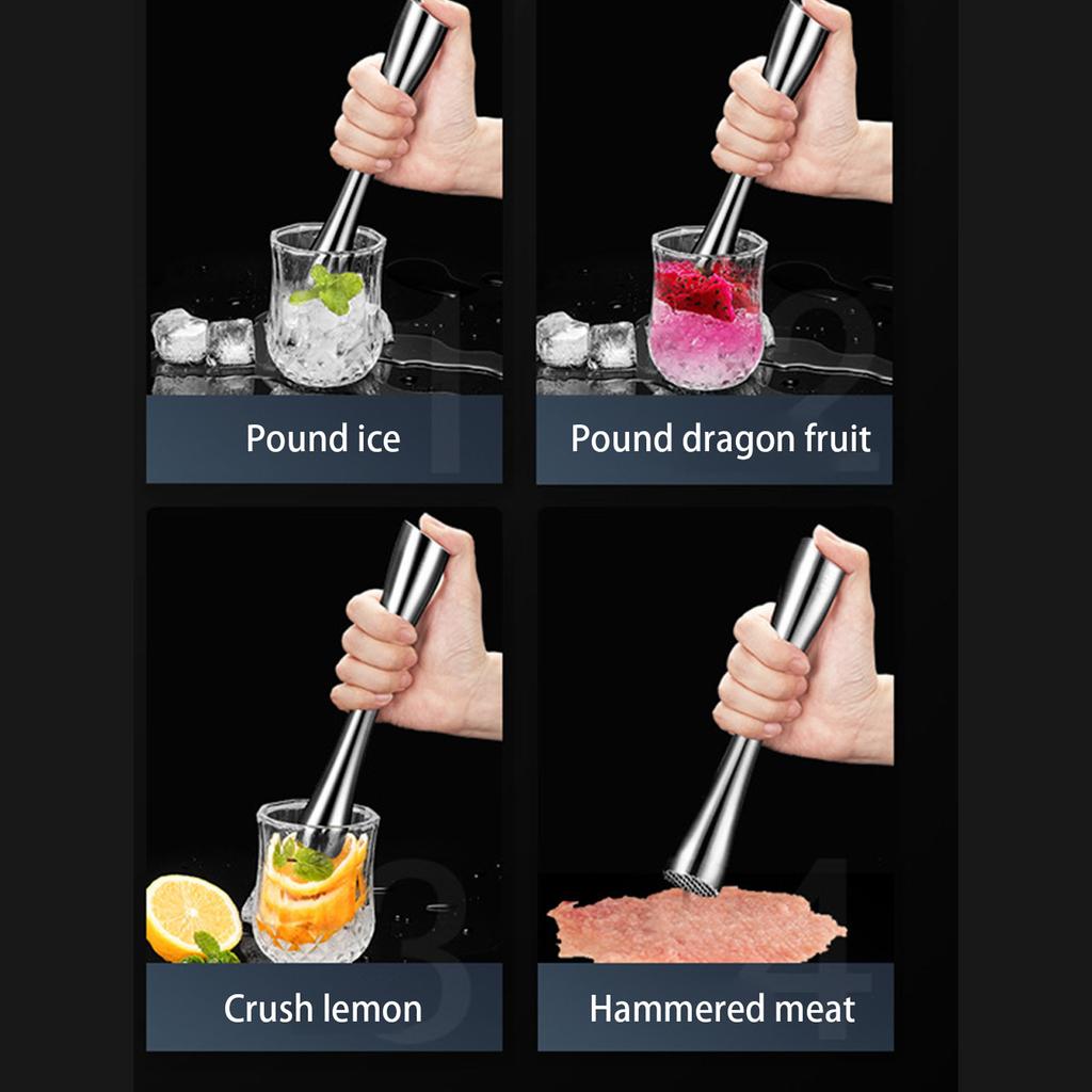 Premium iskrossare i rostfritt stål 20 cm eller 26 cm Muddler Hemma Klubbaccessoar för Cocktails och Köksbruk