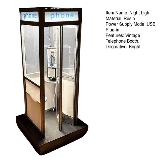 Vintage Telefonzelle Nachtlampe USB Retro Hohe Telefonzelle LED Dekorative Lampe Schlafzimmer Home Office Tisch Schreibtisch Nachttischleuchte
