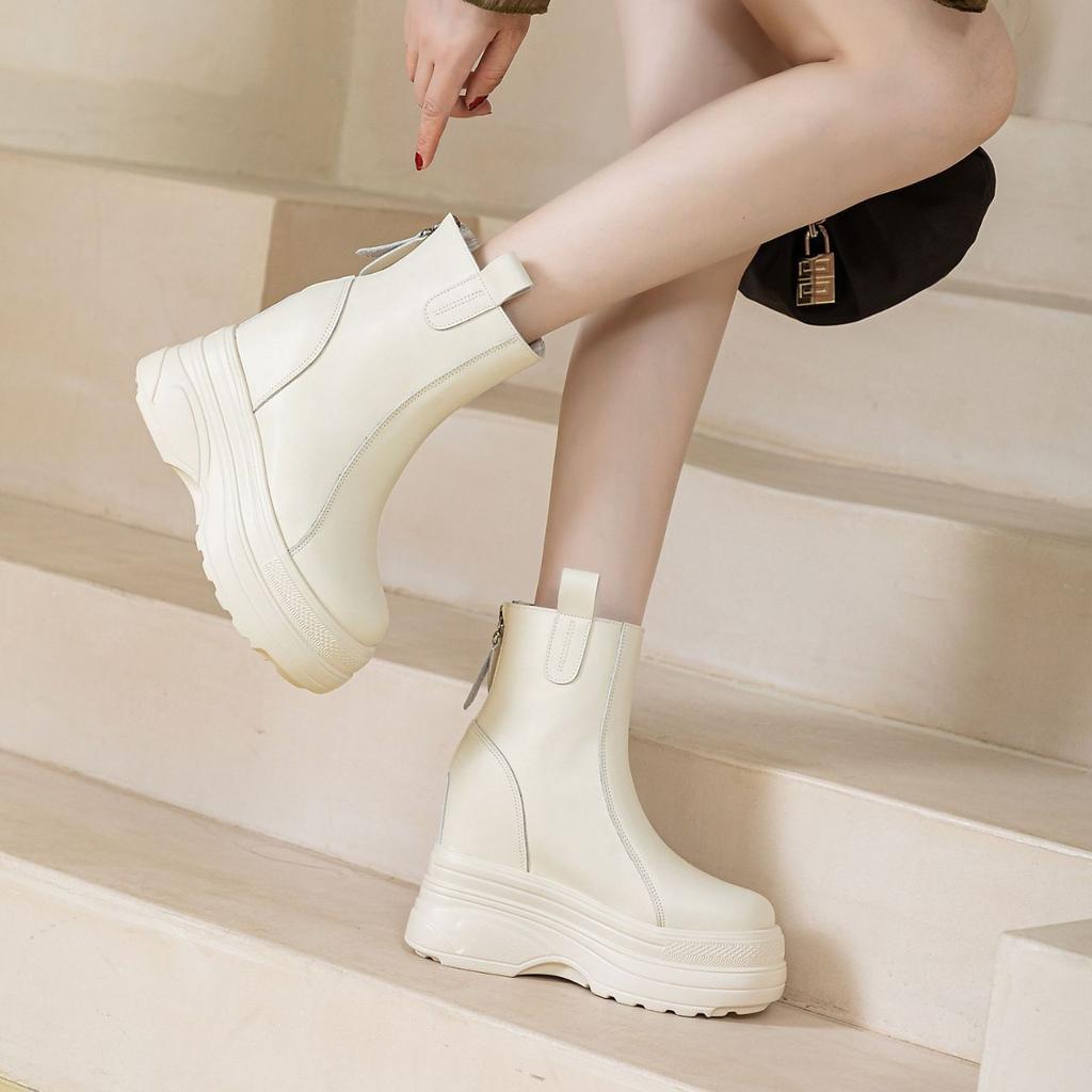 Little Princess Patent Shows Legs Long and Thin Thick Sole Inner Height Increase Cm Bilateral Zipper Women's Short