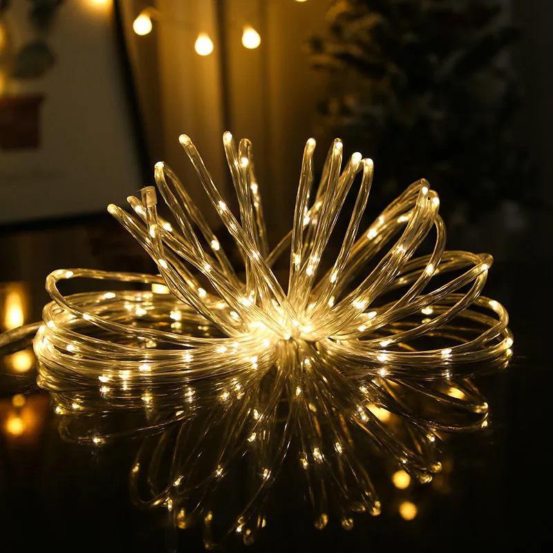 Waterproof LED Solar String Lights - Rainbow Tube Fairy Lights for Trees, Outdoor Holiday Decoration