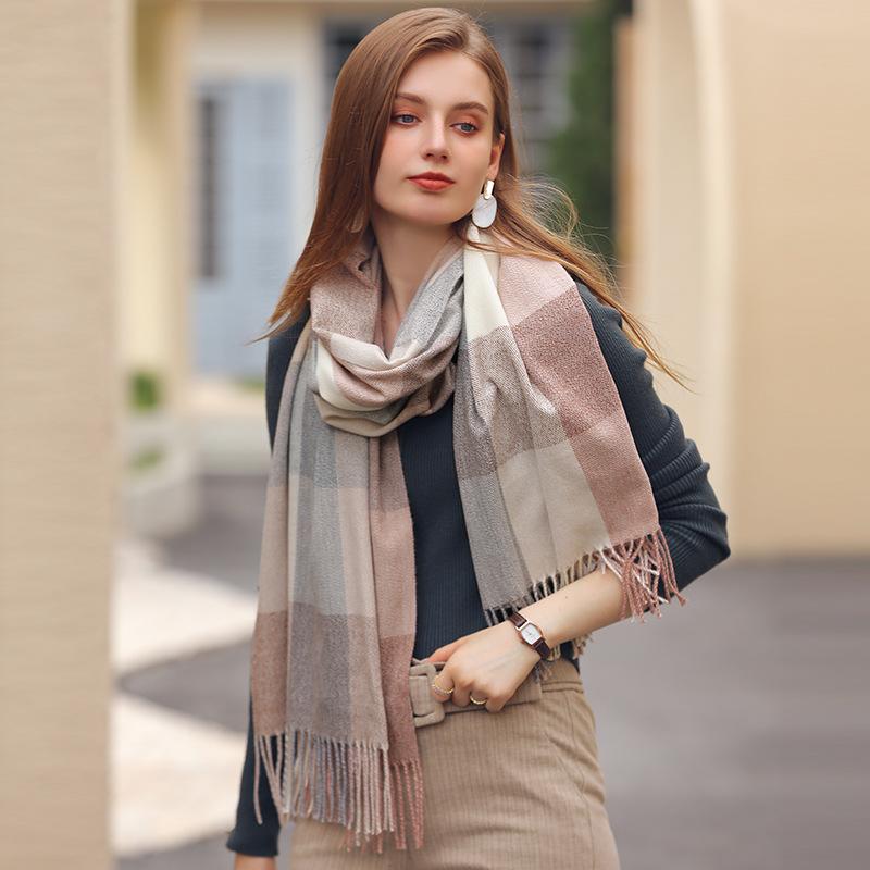Scarf stall lattice contrasting color imitation cashmere scarf comfortable fresh sweet shawl scarf women