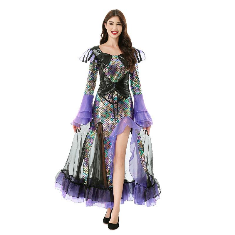 Halloween costume sequined mermaid princess performance stage costume evening dress elf sexy dress