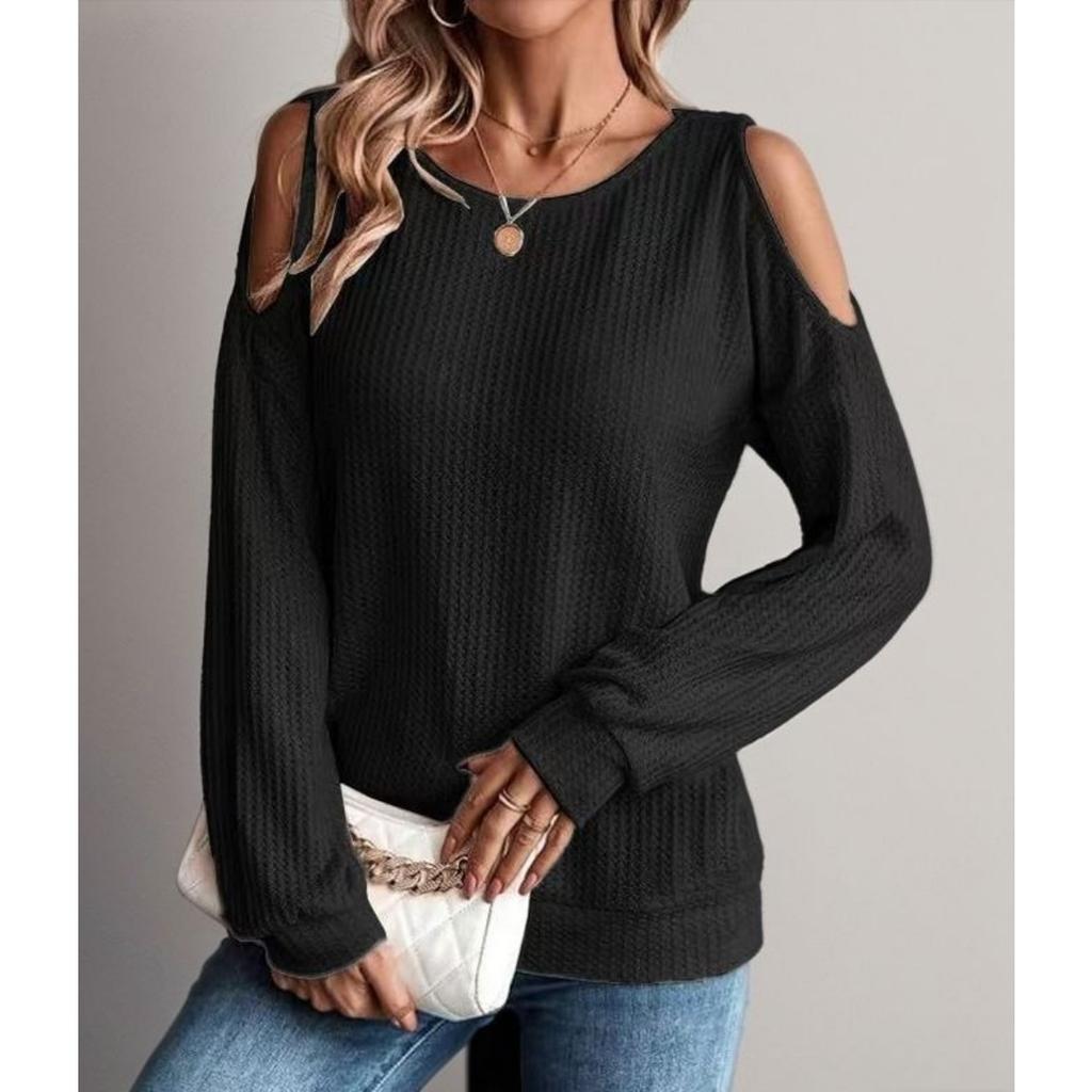 Fall Winter New Women's Off Shoulder Loose Casual Long Sleeve T-shirt Top For European American Cross-border