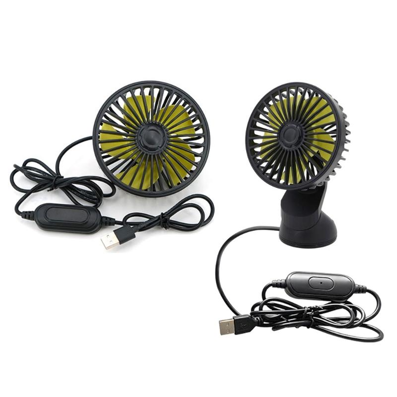 Car USB Clip Fan with 360 Degree Rotation & Strong ABS Suction Cup Portable Auto Suction Cup Fan for Vehicle Cooling