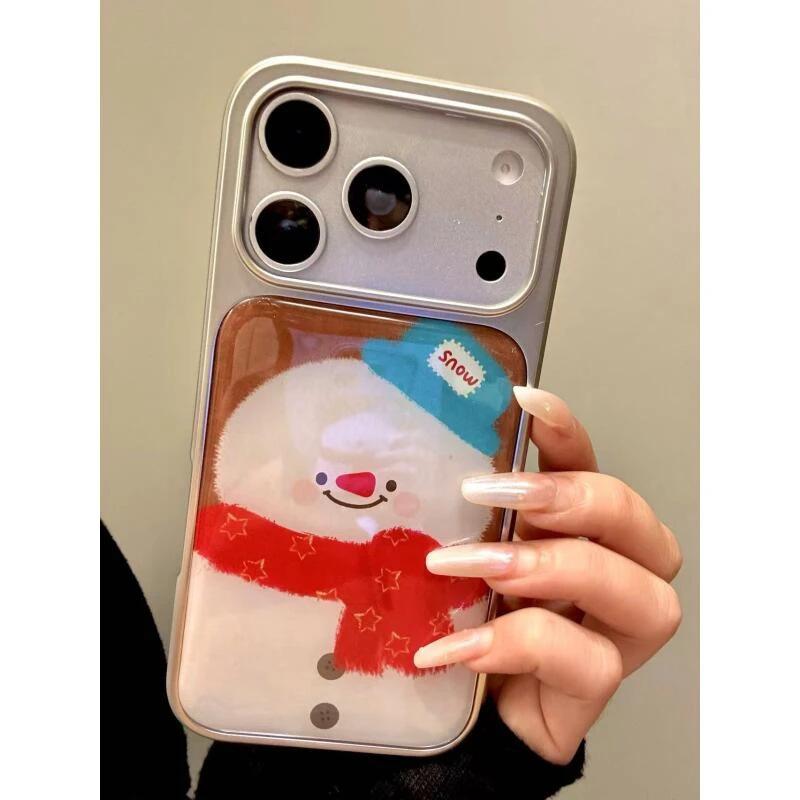 Cute Winter Scarf Snowman Suitable for Apple 16/17Promax Mobile Phone Case IP15 Epoxy Hydrating 14Pro Women