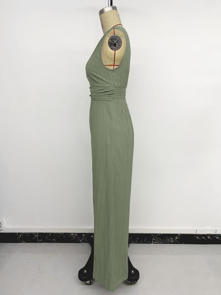 Europäisch-Amerikanischer Stil 2026 V-Ausschnitt Ärmelloser Jumpsuit mit Hoher Taille für Damen