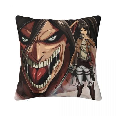 Attack on Titan Eren quadratische Kissenbezüge, beste Anime Shingeki no Kyojin Kissenbezüge, dekorative Kissenbezüge für Zuhause, 40x40cm