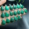 Handmade Spiritual Healing Crystal Stones 925 Silver Plated  Natural Malachite Water Drop Pendant  for Anti Stress and Anxiety