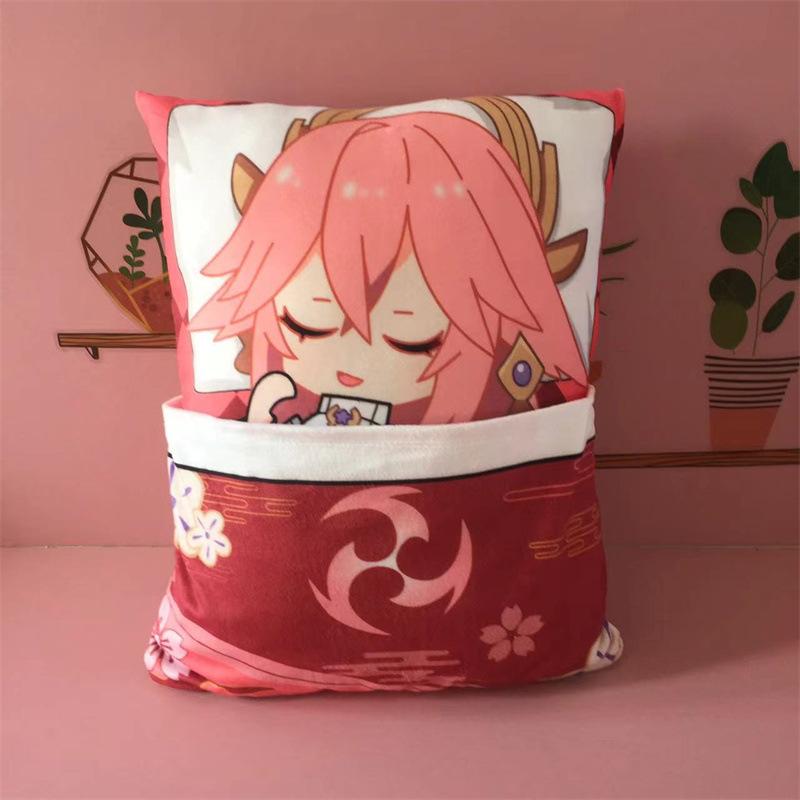 36cm Genshin Impact Quadratisches Kissen Kamisato Ayato Kazuha Shikanoin Heizou Yae Miko Spiel Anime Schlafendes Stofftier Kissen Puppe Spielzeug