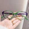 Gafas de Presbicia de Moda y Personalidad para Mujer, Lujosas Monturas Ojo de Gato, Gafas HD para Lejos con Luz Anti-Azul, Dioptrías +1.0 a +4.0
