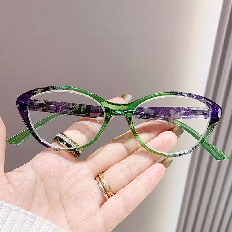 Gafas de Presbicia de Moda y Personalidad para Mujer, Lujosas Monturas Ojo de Gato, Gafas HD para Lejos con Luz Anti-Azul, Dioptrías +1.0 a +4.0