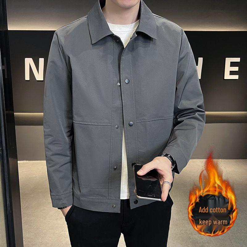 Men's Slim Fit Cotton Jacket - Stylish, Warm, Versatile, Turn-Down Collar for Autumn and Winter