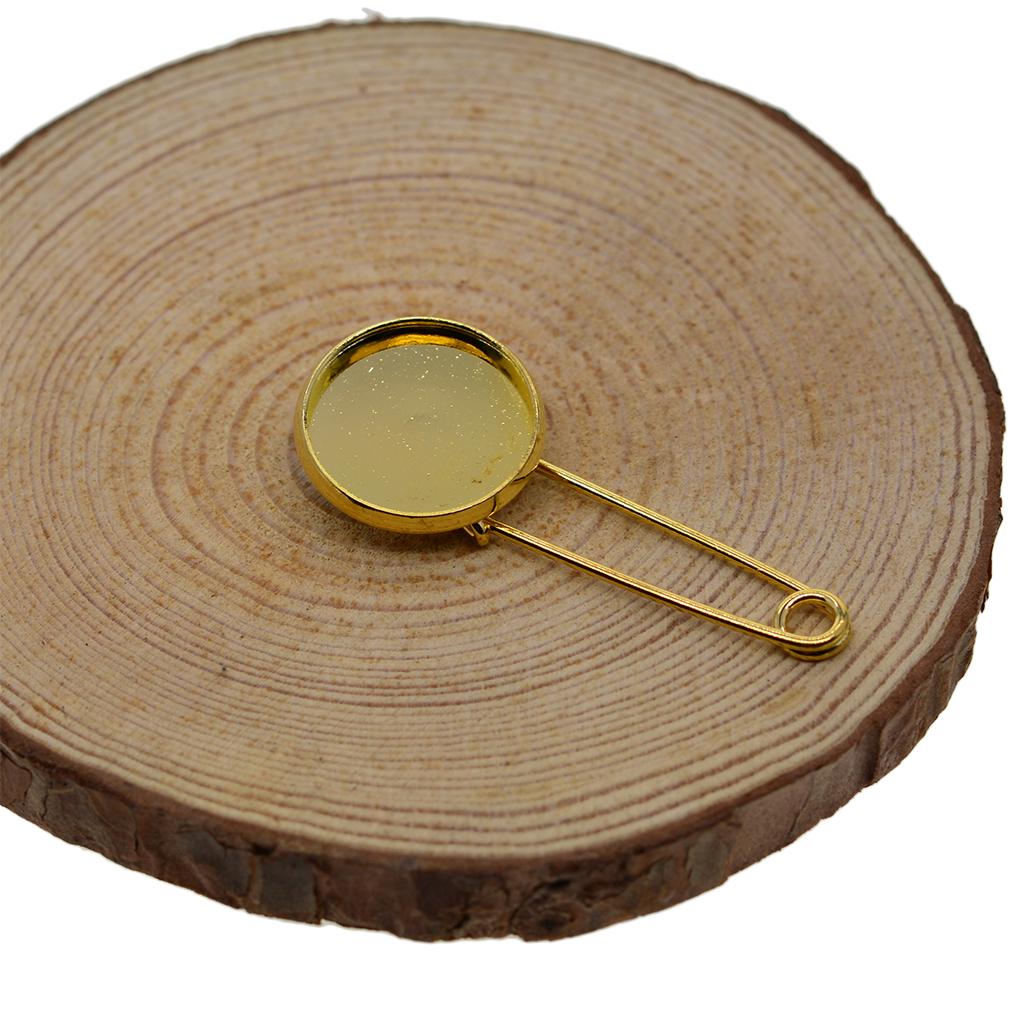 10 Pieces Blank Brooch Settings Lapel Pin Safety Hijab Pins Base 16mm Silver