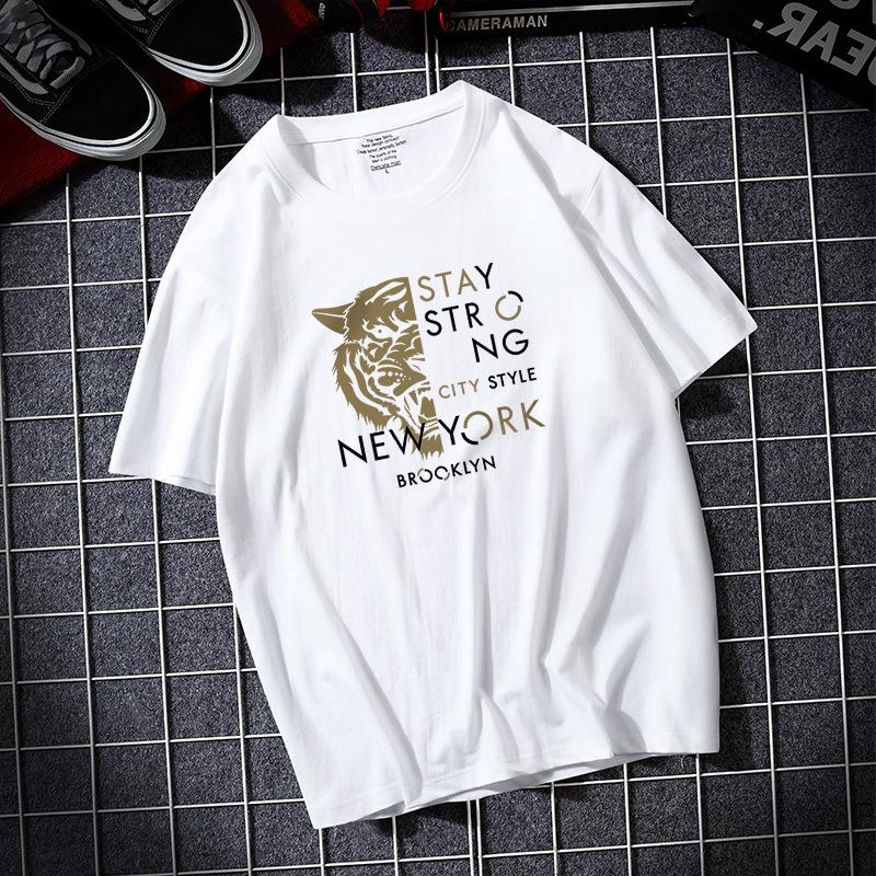 

Футболка Tiger большого размера для мужчин с короткими рукавами, 100% хлопок, повседневная футболка S-6XL 6XL белый