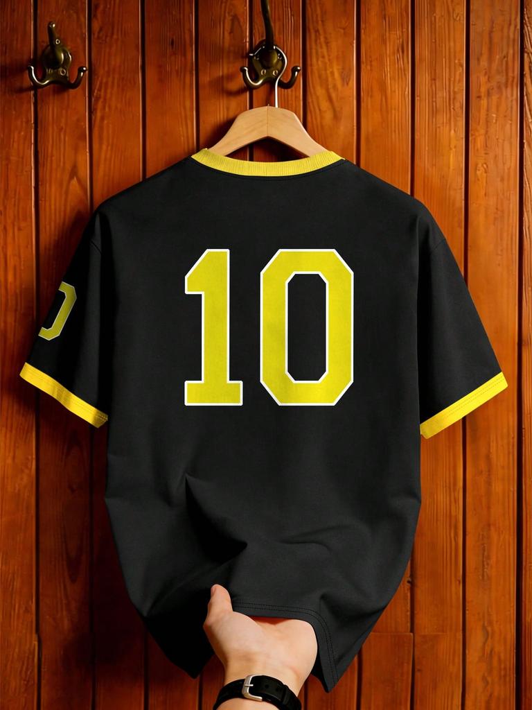 Vintage Brasilien Fußball T-Shirt Schwarz, Sommer, Streetwear, Urlaub, Amerikanischer BRASIL 10 Nummernaufdruck Herren Damen Grafisches Mode Sport Oberteile