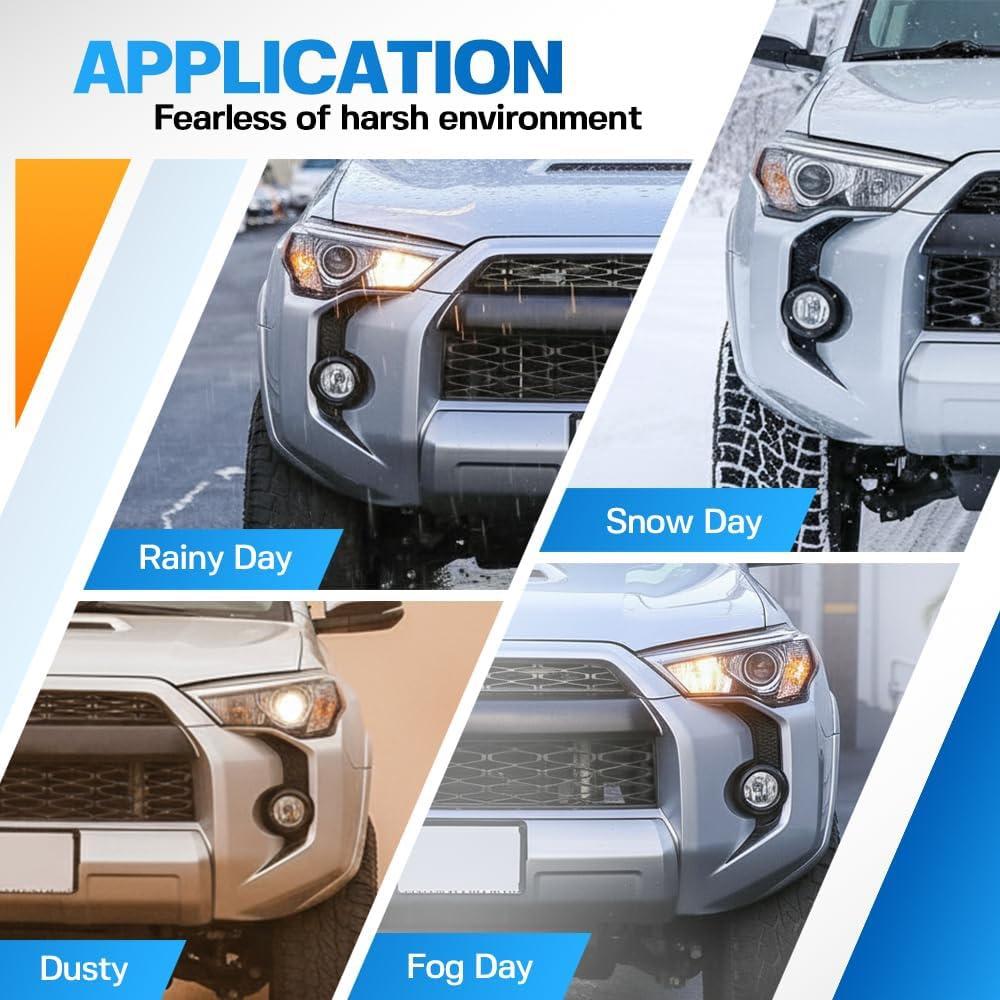 Pair Front Bumper Fog Light Fang Decals Grill Trim For Toyota 4Runner 2014-2024