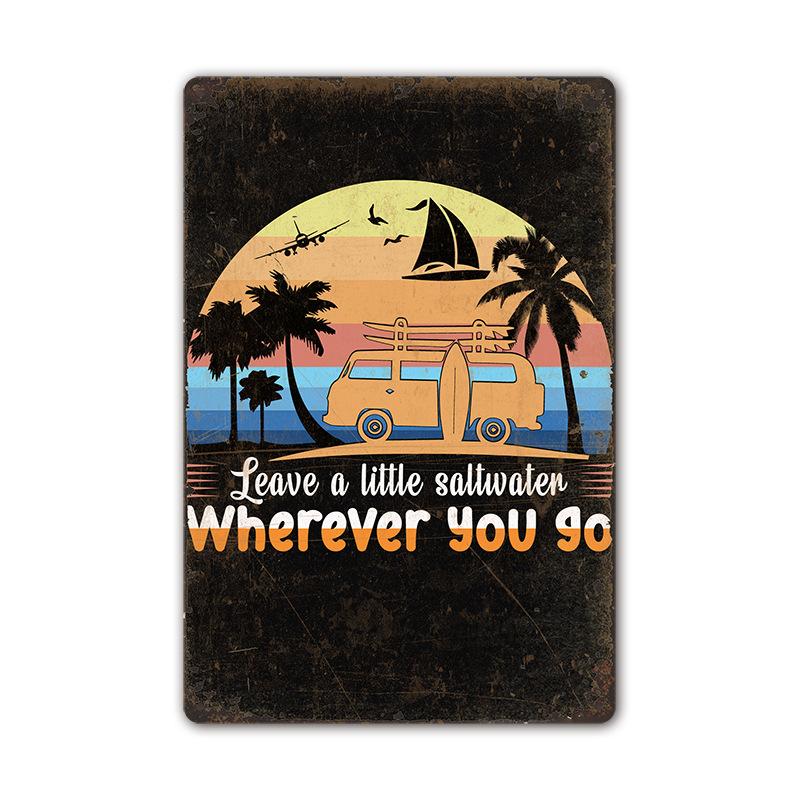 Vintage Tin Art of Summer Beach Scenes: Ideal Wall Murals for American Bar Backdrops and Home Decor