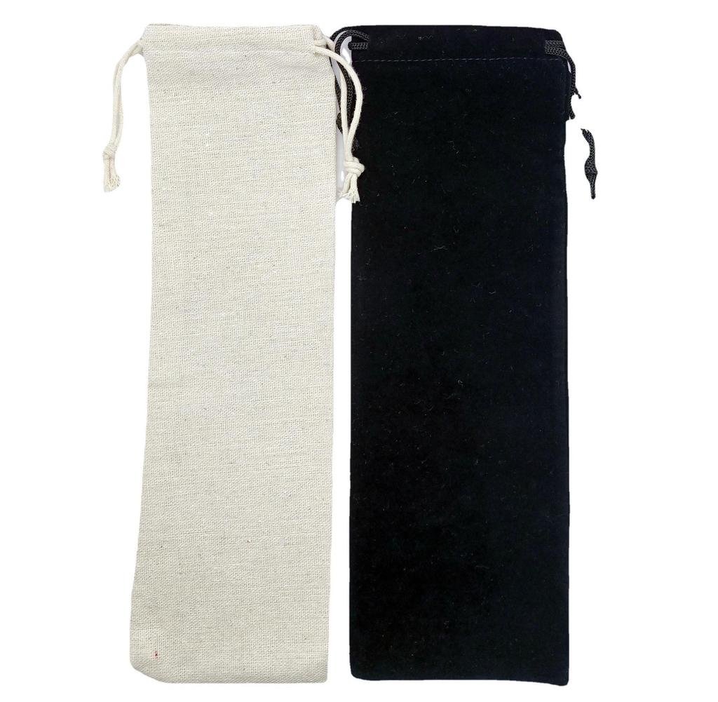 Stainless Steel Cutlery Drawstring Bag - Velvet/Cotton & Linen, Ready for Logo.