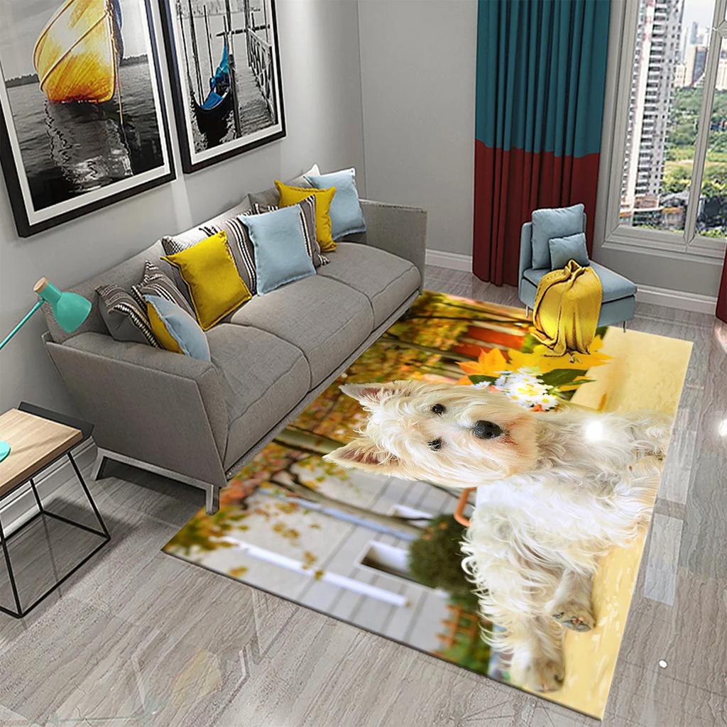 West Highland White Terrier Hund Teppich Niedlicher Welpe Tier Badezimmer Küche Schlafzimmer Anti-Rutsch Teppich Eingang Toilette Fußmatte