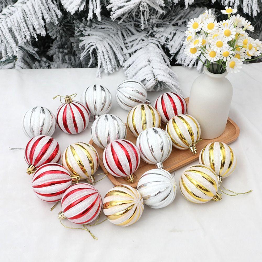 6pcs Creative Christmas Ball Set Plastic Hanging Ornament Christmas Tree Pendant Wedding