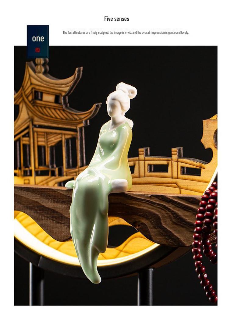 Chinese-Style TV Cabinet Backflow Incense Burner with LED Night Light - Dongting Lake Gift
