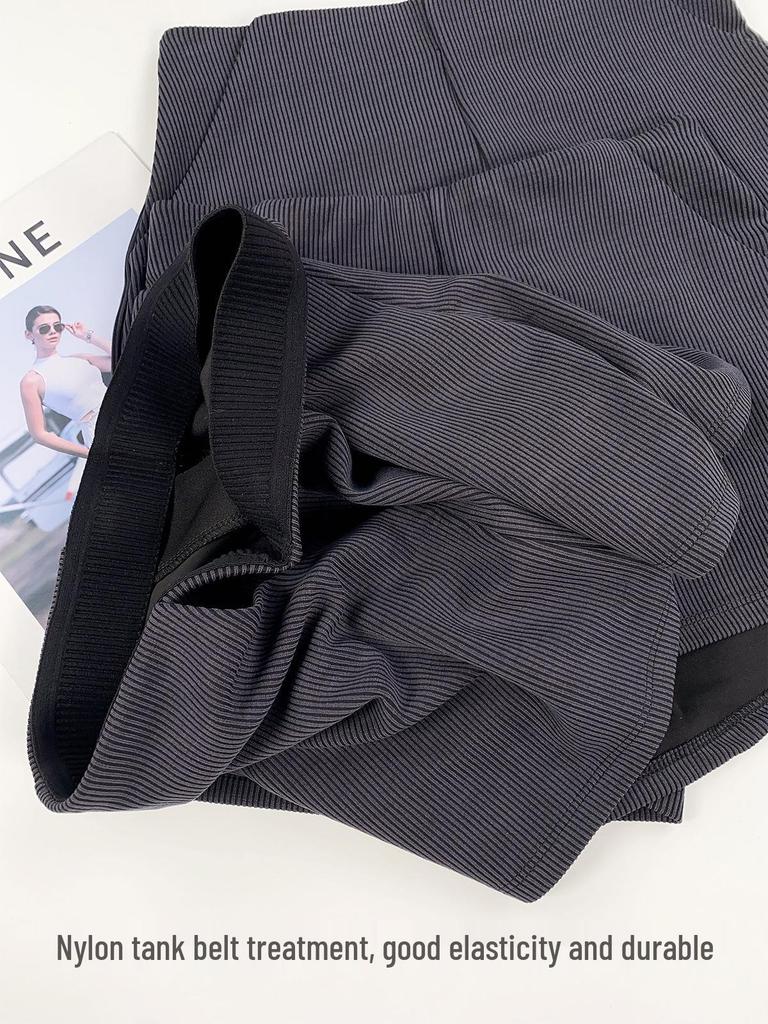 Dámské vysoce elastické žebrované jógové šortky - Prodyšné, volného střihu, zvedající boky pro běh a běžné nošení