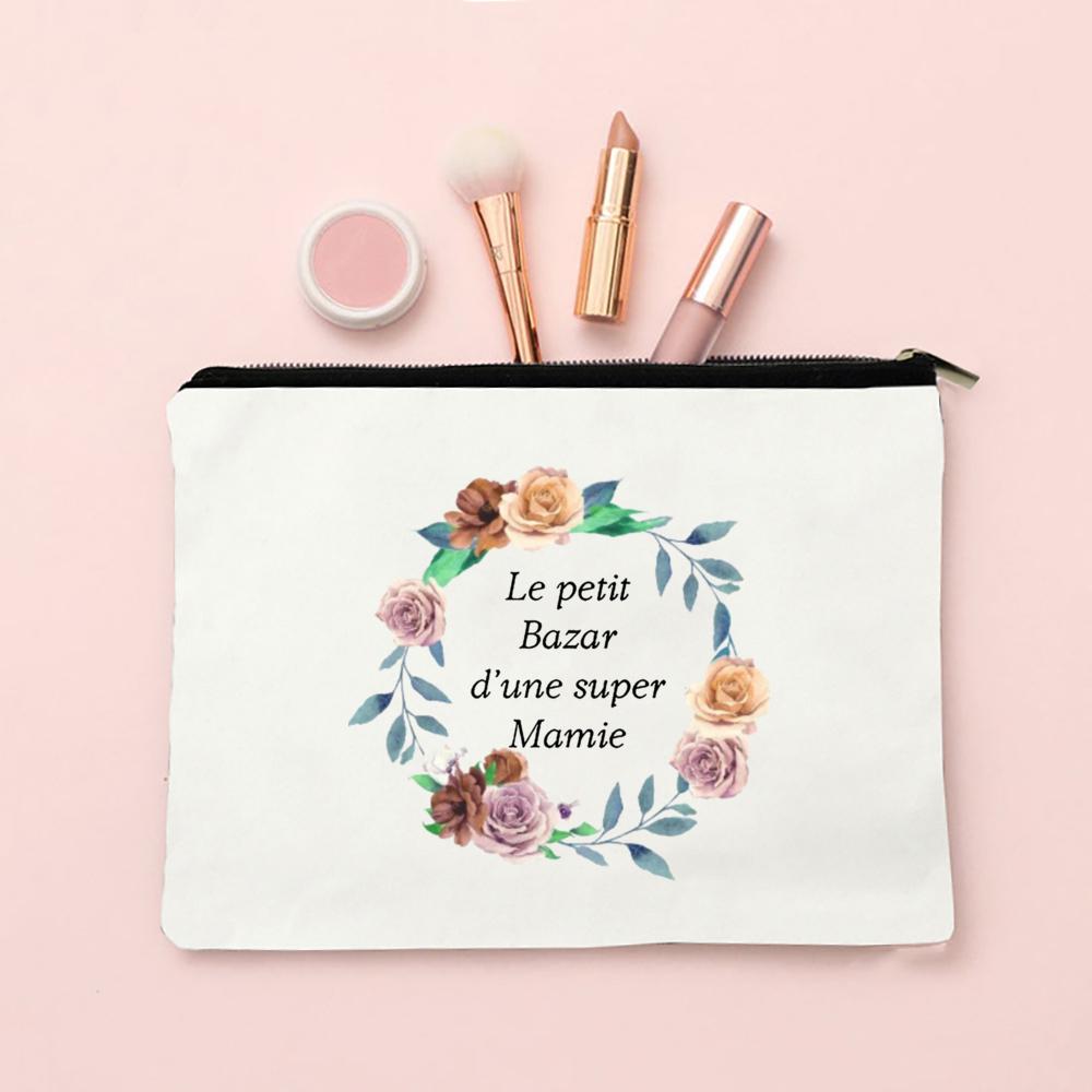 Super Mamie French Printed Makeup Bags Women Cosmetic Case Travel Toiletries Organizer Female Wash Storage Pouches Grandma Gifts