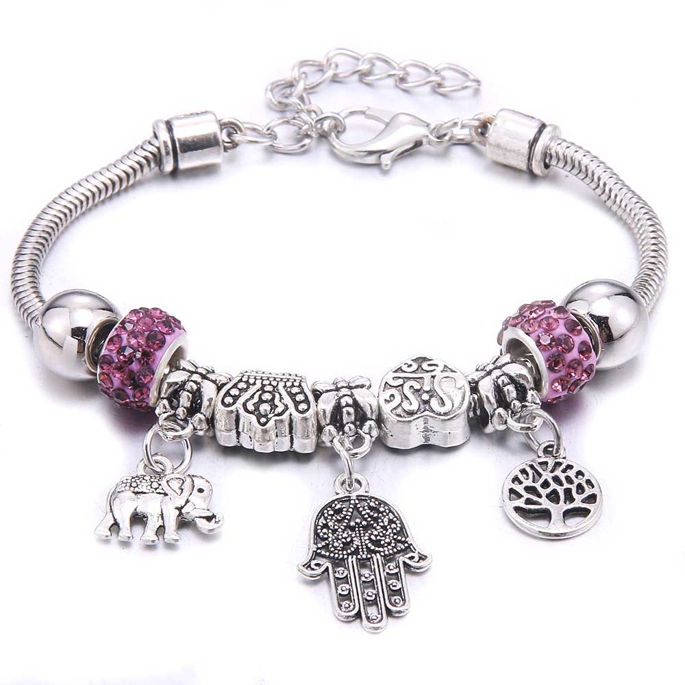 Papa snap Women Bracelet Colorful Crystal Charm Bracelet for Women DIY Beads Bracelets & Bangles Jewelry Gift