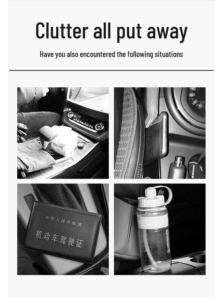 Multifunkční kožený organizér na autosedačku s držákem na kapesníky a úložným prostorem na nápoje