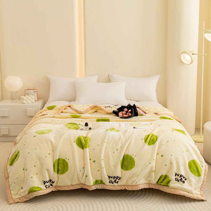 High Quality Warm Floral Printed Blanket Cozy Double-Layer Thick Sofa Blanket for Home Flannel Bed Sheets for Autumn and Winter